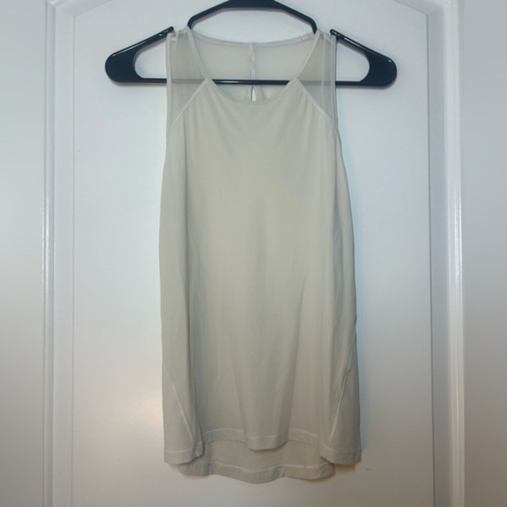 LULULEMON For The Run Open Back Cutout Mesh Tank Top Light Gray Size 4